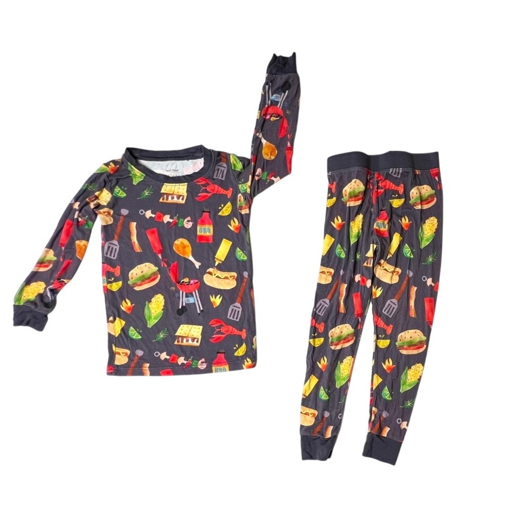 Little Sleepies Bamboo Grill & Chill Pajama Set 2T Toddler Foodie Gray Whimsy